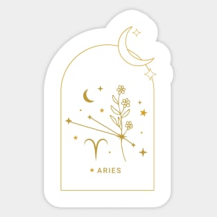 Aries Zodiac Constellation and Flowers - Astrology and Horoscope Sticker